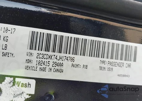 2018 Dodge Charger Police Awd из США, поврежденный, VIN 2C3CDXKT4JH174706